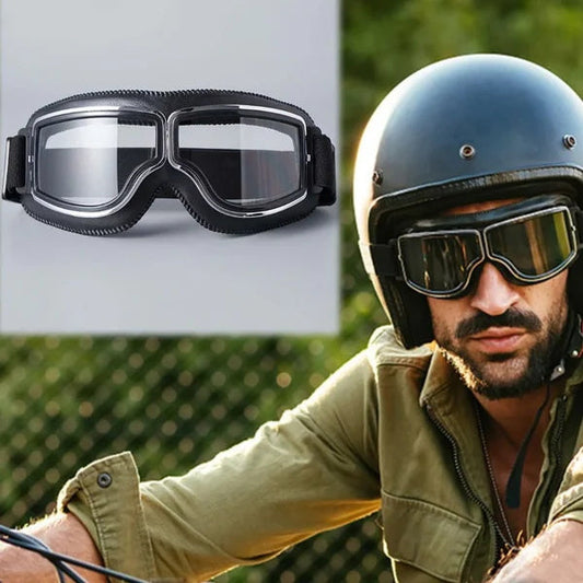 🕶️ Retro motoros szemüveg – UV-védelemmel, páramentesítő funkcióval és állítható fejpánttal 🏍️