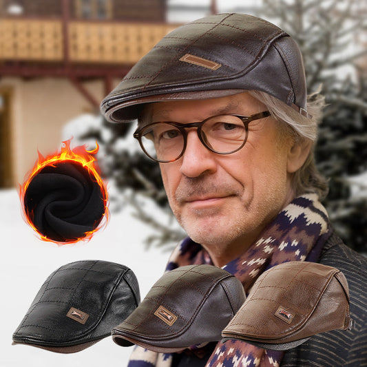 Senior középkorú és idősebb férfi divat borostyán sapkák