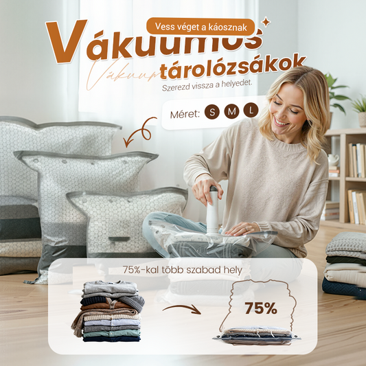 🏠 Vákuumzsákos tároló és hordozható vákuumszivattyú szett