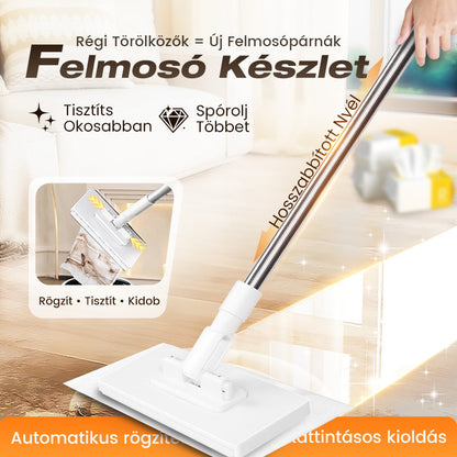 Poroló felmosó, négy újrahasználható kendővel