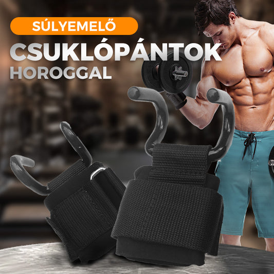 Nehéz emelőpántok csuklókampóval az erősítő edzéshez