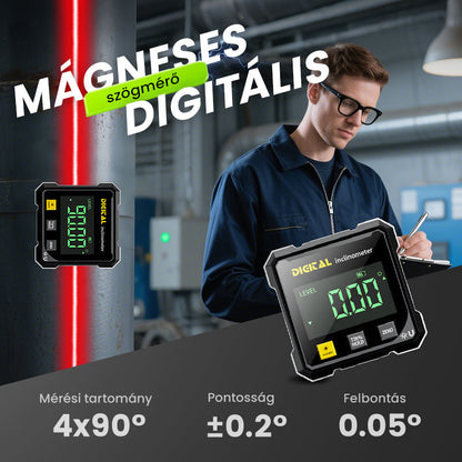 Négyoldalas mágneses digitális szögmérő lézerrel