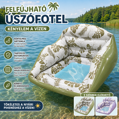 🏊‍♂️ 2026-os új hálós úszóplatform | Felfújható kanapé, vízre helyezhető összecsukható nyugágy