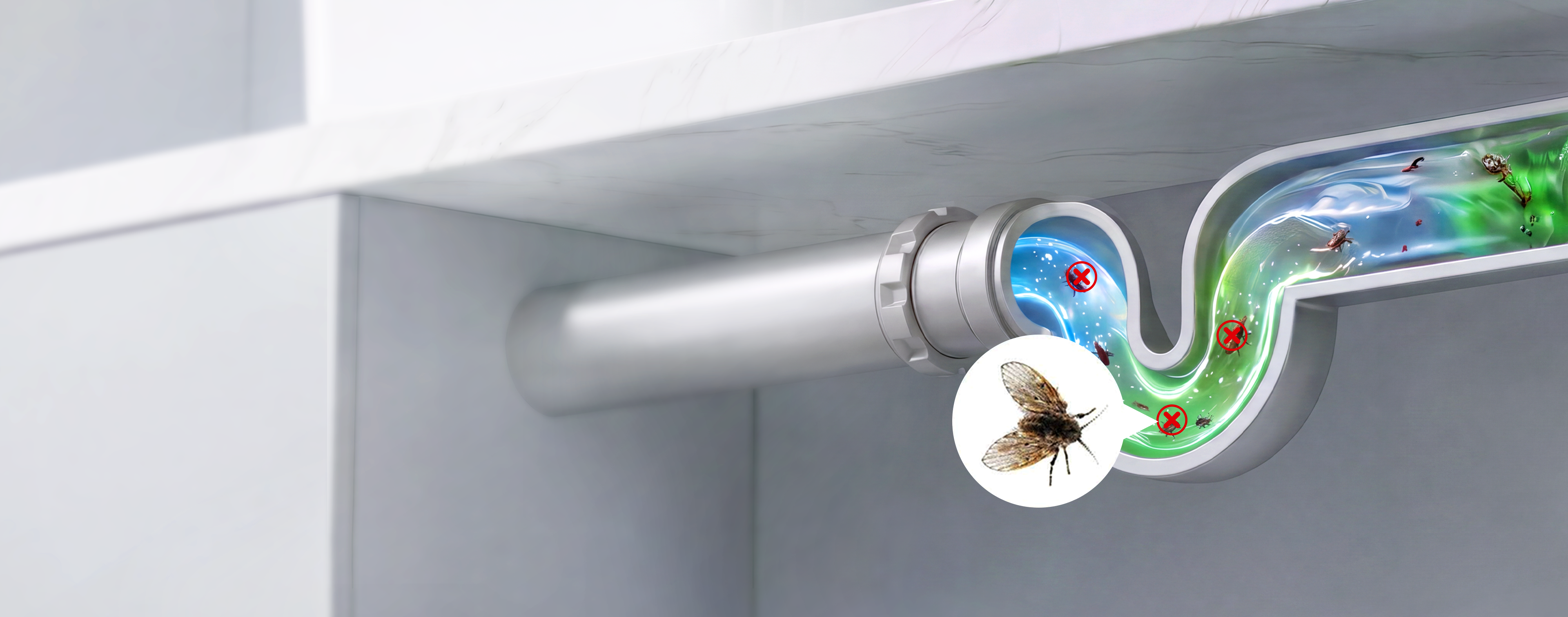 Bio-enzyme action inside a drain