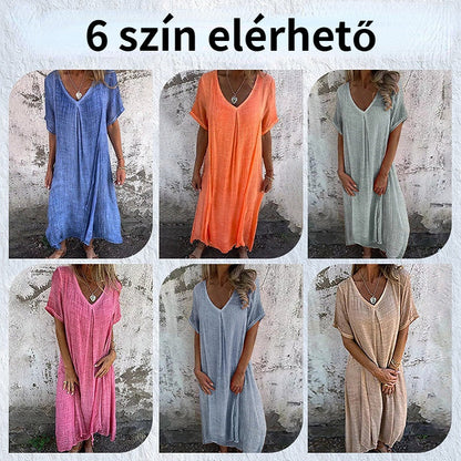 【✨Ingyenes nyaklánc 8900 Ft értékben】🎁Kiváló minőségű, kényelmes nyári ruha 100% lenvászonból.