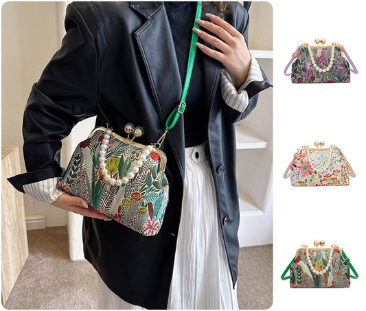 2026 Tökéletes ajándék - Női vintage virághímzéses kézitáska