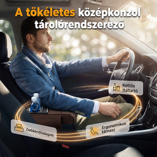 Többfunkciós autókarfa-tároló emelőpárna | Pohártartó, papírtörlő-tartó és egyéb tárolóelemek 5 az 1-ben 🚗