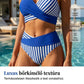Kétrészes bikini – színblokkos mintával és csíkokkal