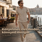 Férfi rövid ujjú, lélegző Henley-ing