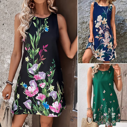 Elegáns női elegáns nyomtatott ujjatlan rövid ruha