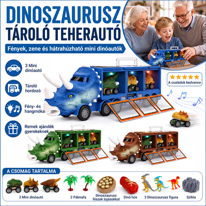 🚛 Interaktív dinoszaurusz-szállító játék teherautó