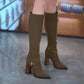 👢Mély sarkú hegyes orrú magas csizma