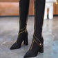 👢Mély sarkú hegyes orrú magas csizma