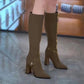 👢Mély sarkú hegyes orrú magas csizma