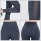 Női hálós magas derekú leggings oldalsó zsebbel - hasellenőrzés és fenékemelés