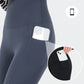 Női hálós magas derekú leggings oldalsó zsebbel - hasellenőrzés és fenékemelés