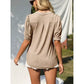 👚Női V-nyakú alkalmi puff rövid ujjú felső elegáns póló