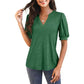 👚Női V-nyakú alkalmi puff rövid ujjú felső elegáns póló