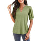 👚Női V-nyakú alkalmi puff rövid ujjú felső elegáns póló
