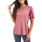 👚Női V-nyakú alkalmi puff rövid ujjú felső elegáns póló