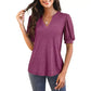 👚Női V-nyakú alkalmi puff rövid ujjú felső elegáns póló