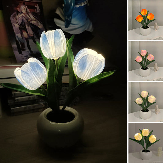 LED tulipán éjszakai lámpa virág asztali lámpa