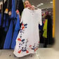 Női nyomtatott kerek nyakú ruha szabálytalan szegéllyel