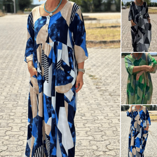 Női elegáns kényelmes kényelmes alkalmi patchwork ruha