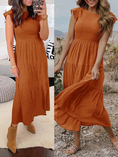【S-2XL】Női nyári alkalmi flutter rövid Midi ruha 🌸