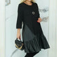 【S-4XL】👗Női kerek nyakú ruha rakott szegéllyel