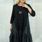 【S-4XL】👗Női kerek nyakú ruha rakott szegéllyel