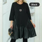【S-4XL】👗Női kerek nyakú ruha rakott szegéllyel
