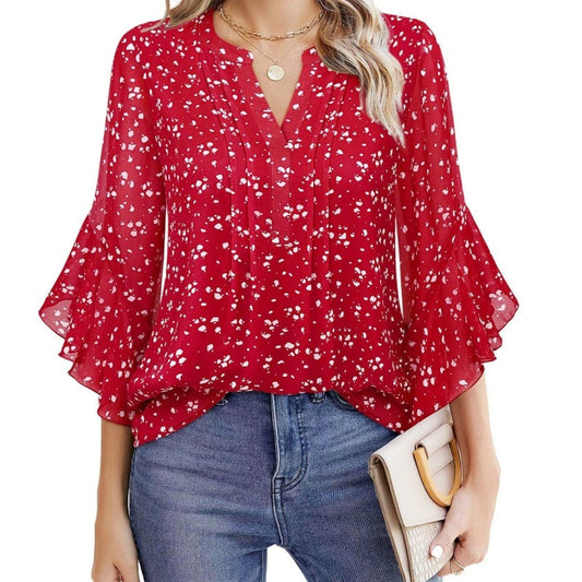 Női 3/4 ujjú sifon blúz - Elegáns üzleti alkalmi felső