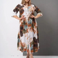 【2XL-4XL】🌺Női laza hajtókás nyomtatott gomb-down hosszú ruha