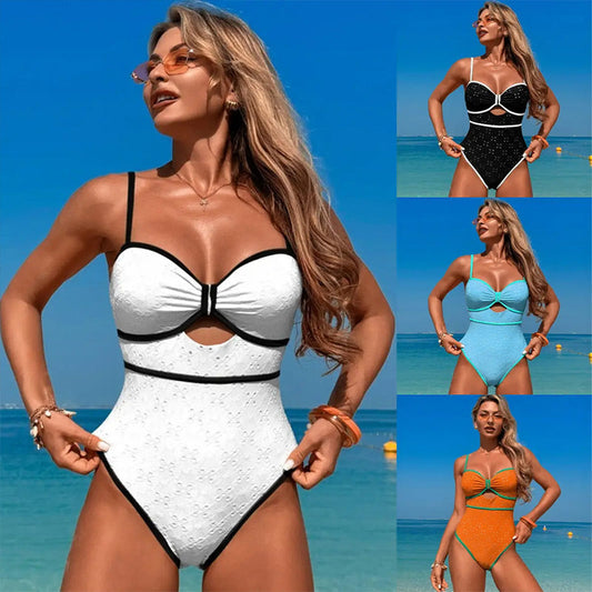 🌈Női egyrészes fürdőruha színes kivágással👙