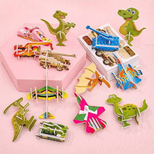🦖🧩 3D-s kirakós készlet – Kézműves DIY logikai játék (25 db/készlet) 🧠