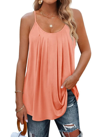 【M-4XL】👚Női spagetti pántos rakott laza felső