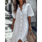 【S-4XL】👗Alkalmi lenvászon pamut ing ruha
