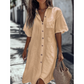 【S-4XL】👗Alkalmi lenvászon pamut ing ruha