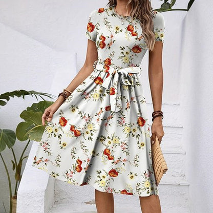 【S-2XL】💐Rövid ujjú tunika virágos ruha