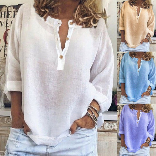 【S-2XL】🌿Légáteresztő pamut vászon ing nőknek