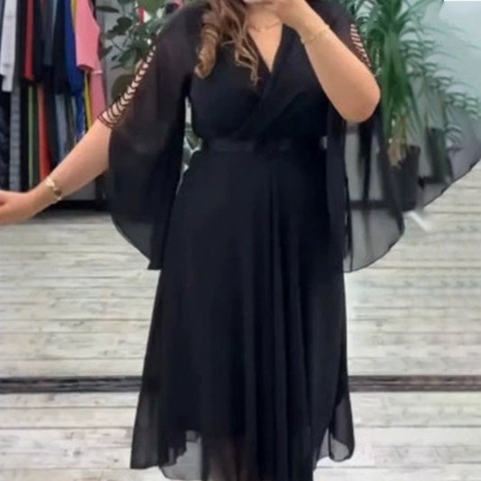 Női elegáns V-nyakú ruha