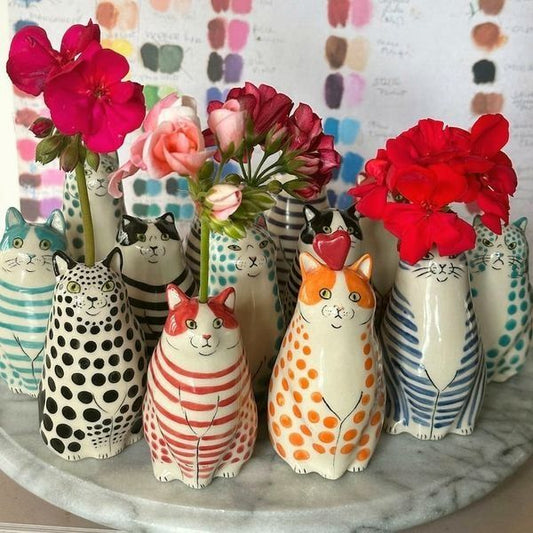 🐱💐Aranyos macska kézműves váza