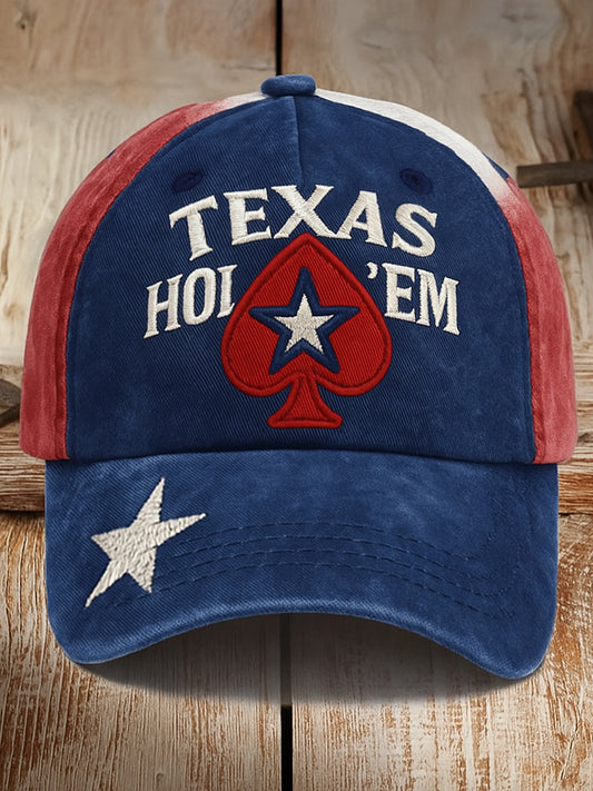 Retro texas hold'em póker nyomtatott vintage retro unisex resort baseball sapka