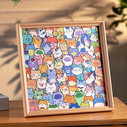 DIY Fa fotókeret kirakós játék formájában, macskával, amelyet saját kezűleg festhet meg