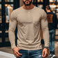 Férfi slim fit Henley hosszú ujjú póló