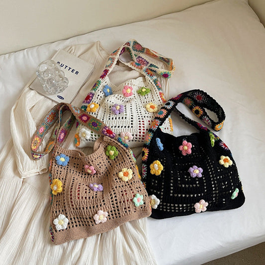 Női horgolt etnikai válltáska