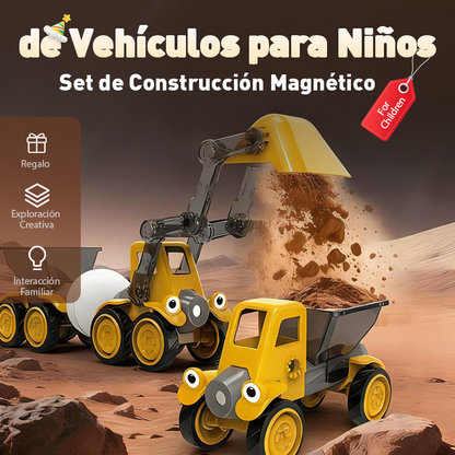 🧩🚜 Mágneses járműépítő készlet – Ösztönözd a gyermekek kreativitását 🧠✨