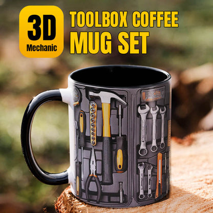 3D Mechanikus szerszámos doboz kávéscsésze szett