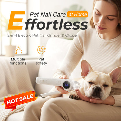 2 az 1-ben elektromos állat körömcsiszoló és -vágó LED-es világítással